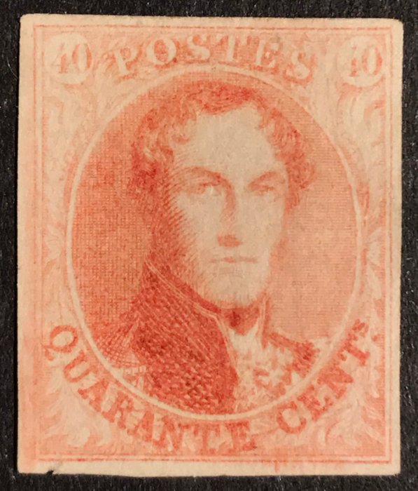 België 1861 – Leopold I Medaillon 40 centimes – Nuance Karmijnrose – Mooie Marges – OBP 12a