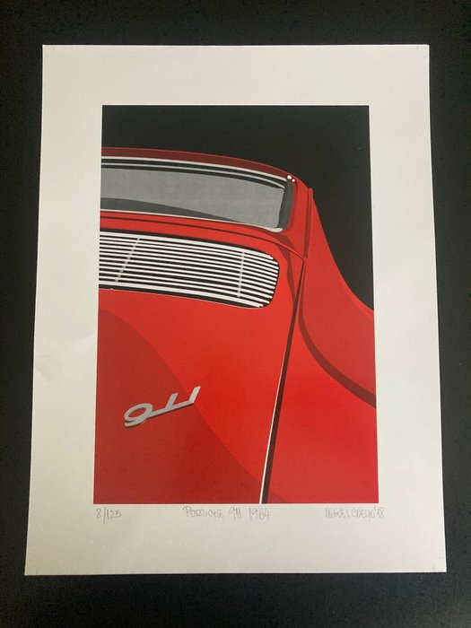 litografi - Porsche - 911 F
