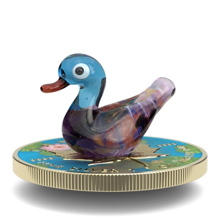 Canada. 5 Dollars 2022 - Murano glass Series - Blueneck Duck - 1 Oz with COA and BOX