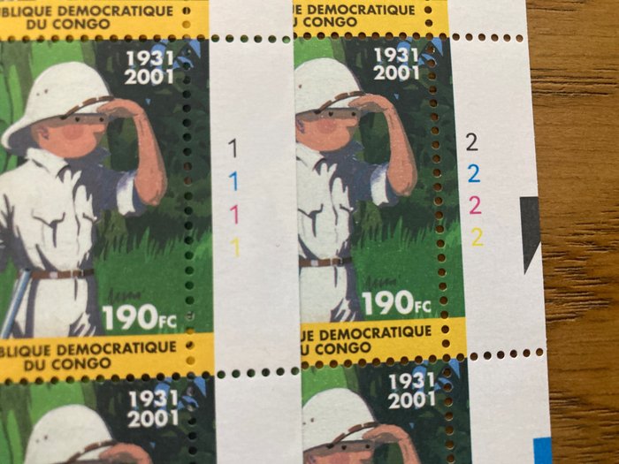 Image 3 of Belgium and DR Congo 1979/2001 - Youth philately 1979 and Tintin in the Congo: 2 x 2 full sheets wi