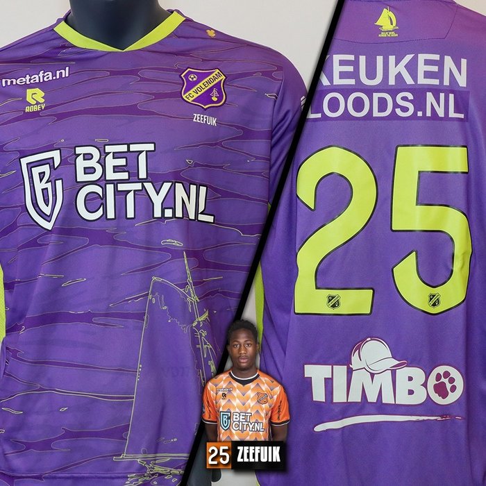 FC Volendam 2022/23 - Match worn away shirt (#25) Lequincio Zeefuik - Hand signed