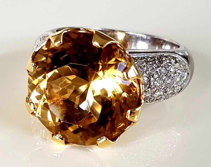 Image 2 of 18 kt. White gold, Yellow gold - Ring Citrine - Diamonds