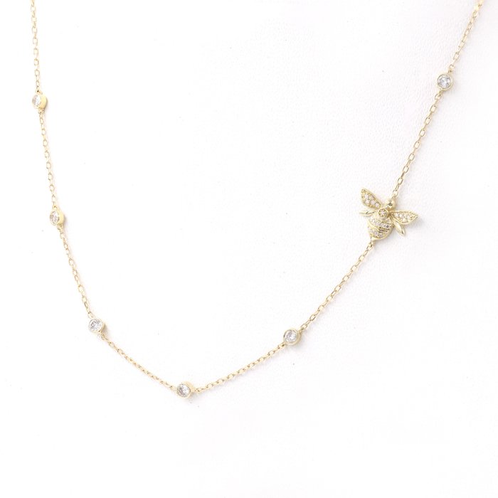 Image 3 of 14 kt. Yellow gold - Necklace with pendant - 0.40 ct - Diamonds