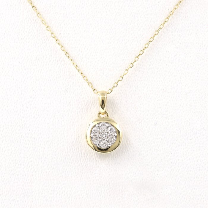 Collier avec pendentif - 18 carats Or jaune -  0.18 tw. Diamant  (Naturelle) 