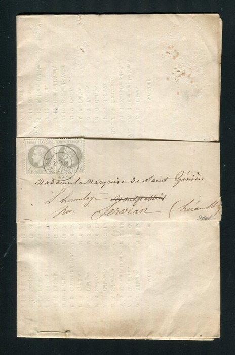 Francia 1868 - Rare Imprimé & sa Bande Journal envoyés de Montpellier pour le Marchese de Saint Geniès à