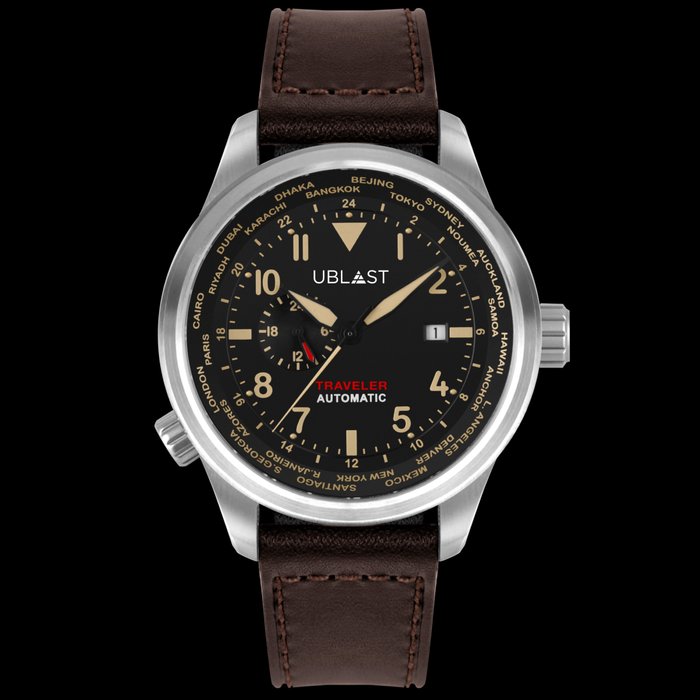 Preview of the first image of Ublast - Traveler Automatic - REF.UBTR47BN - Genuine Leather Straps - Men - New.