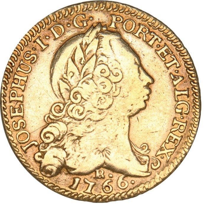 Brasile (coloniale), Portogallo. Giuseppe I del Portogallo (1750-1777). Meia Peça (3.200 Reis) 1766 R - Rio de Janeiro - Muito Rara