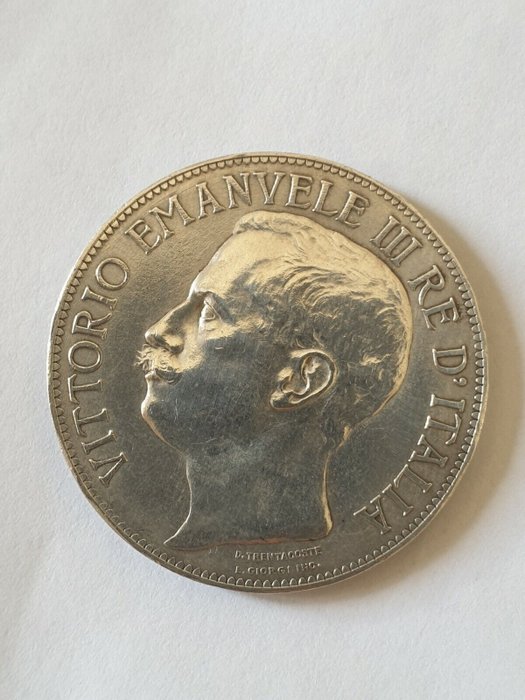 Italy, Kingdom of Italy. Vittorio Emanuele III di Savoia (1900-1946). 5 Lire 1911 "Cinquantenario"