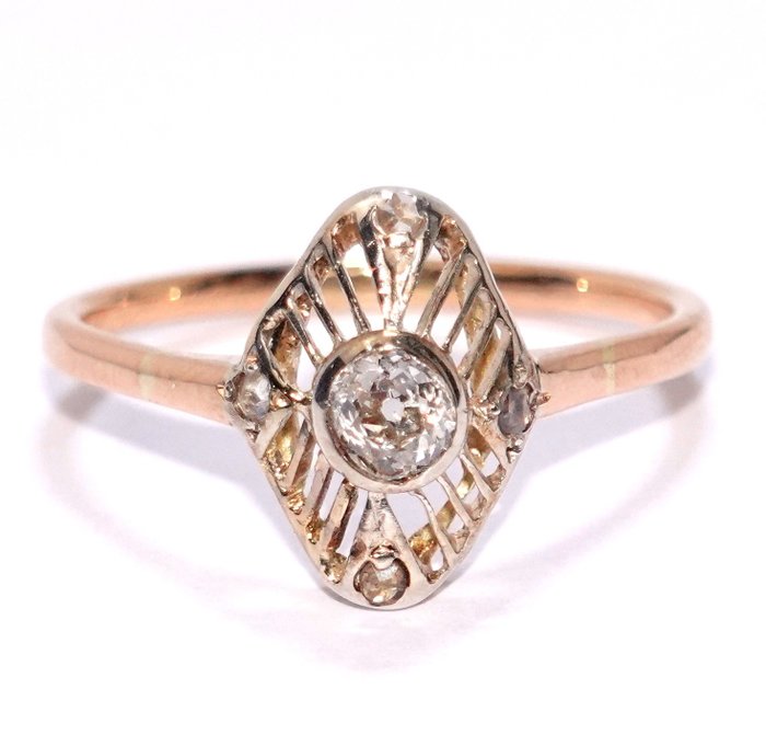 Image 2 of Handcrafted - 18 kt. Pink gold, Platinum - Ring - 0.25 ct Diamond - Diamonds