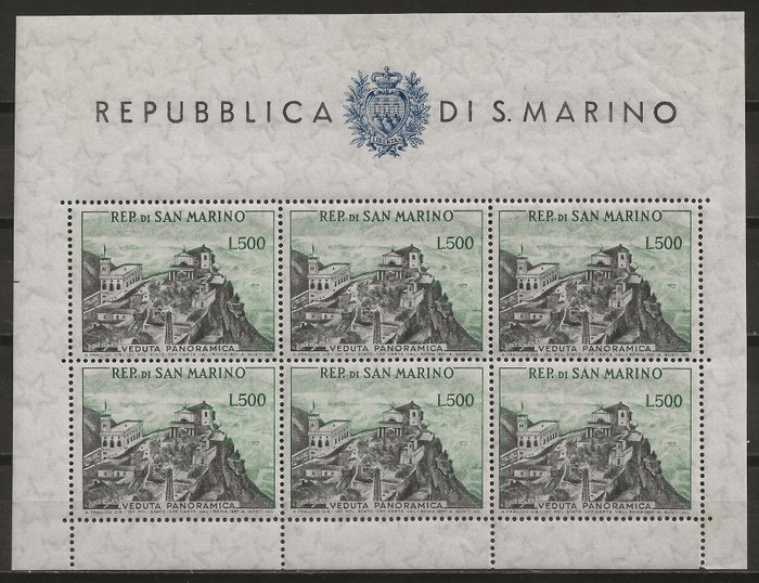 Σαν Μαρίνο 1958 - Panoramic view souvenir sheet - Sassone nr. 18BF