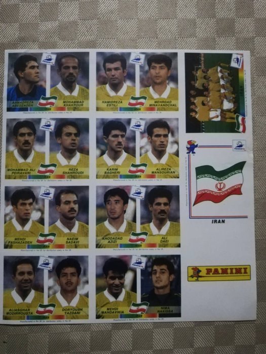 Panini - World Cup France 98 - Iran sheet - 1 Card