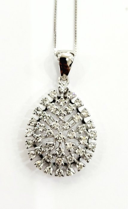 18 kt. White gold - Necklace with pendant - 1.30 ct Diamond