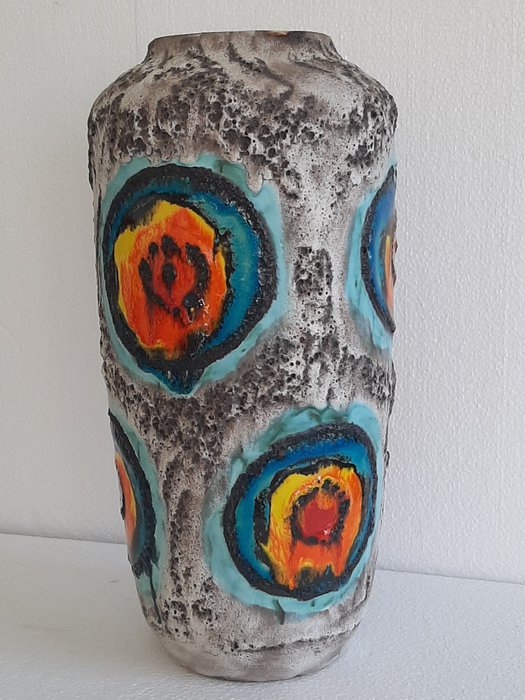 Scheurich Fat Lava Bullseye W. Germany – Large (45 cm) colorful design vintage vase