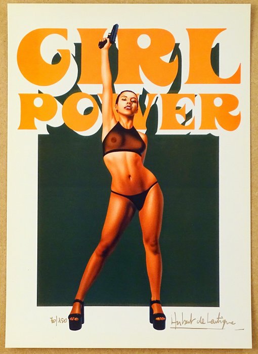 de Lartigue, Hubert - 1 Ex Libris - Girl Power - Signé par l'artiste