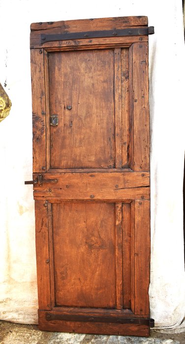 Preview of the first image of ancient door door from hut cellar wood and irons - Wood - First half 19th century.