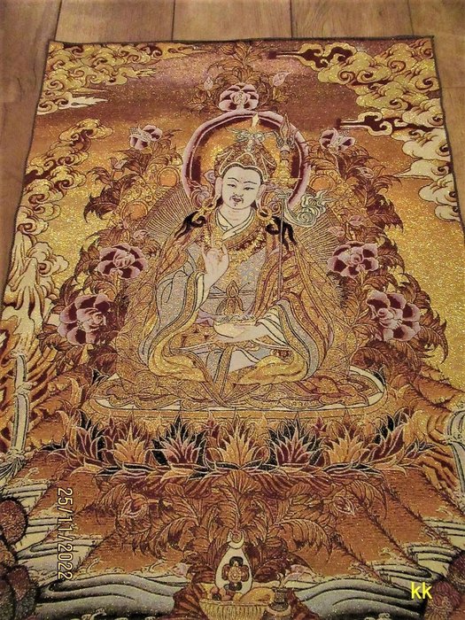 Original Thangka – Boeddhisme – “Guru Padmasambhava Rinpoche” – zijde/katoen/gouddraad – Nepal – 21e eeuw
