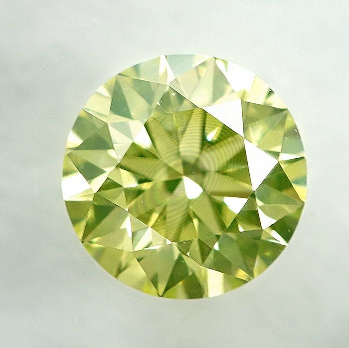 Gyémánt - 0.40 ct - Briliáns - Fancy Greenish Yellow - SI1