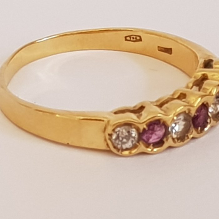 Image 3 of 18 kt. Gold, Yellow gold - Ring Diamond - Rubies