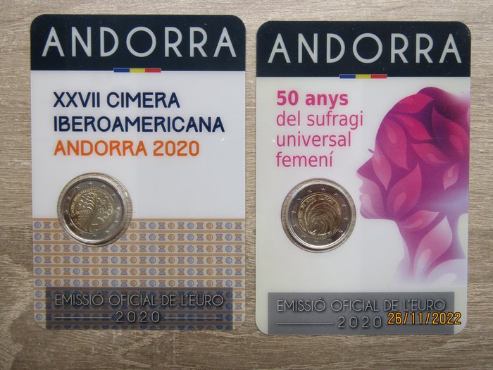 Andorra. 2 Euro 2020 (2 coincards)  (没有保留价)