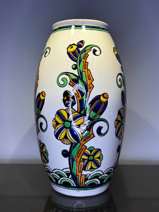 Preview of the first image of Charles Catteau - Boch Frères, Keramis, Keramis Boch - Large Keg Vase 30cm.