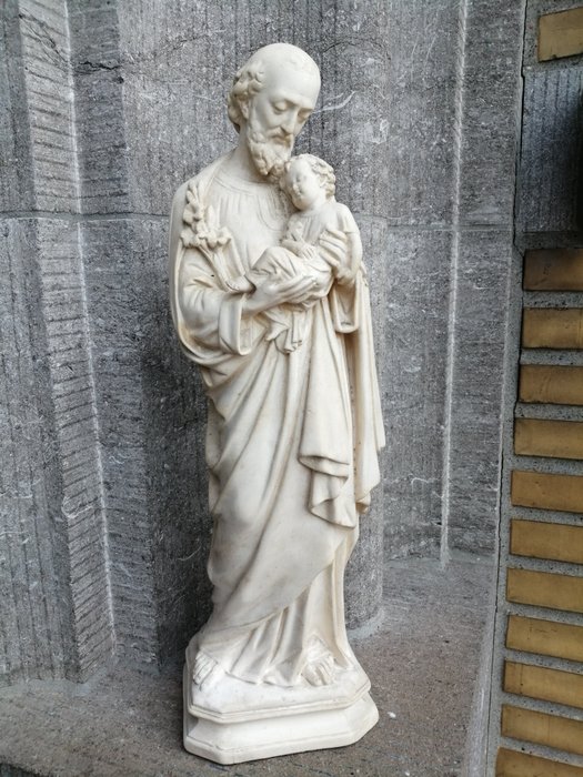 Image 2 of Sculpture, St Joseph with Baby Jesus - pipe clay - Circa 1880