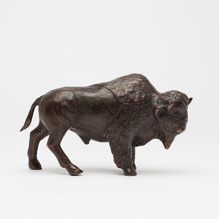 雕刻, NO RESERVE PRICE - Sculpture of a Bronze Bison - 13 cm - 青銅色