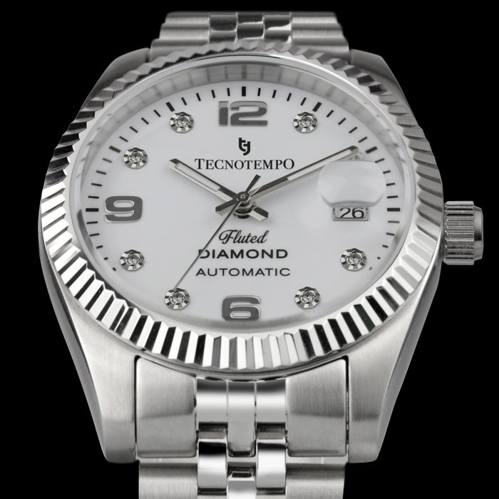 Image 3 of Tecnotempo - Automatic "Fluted" Diamond- Limited Edition - - TT.100.DFLW (White) - Men - 2023