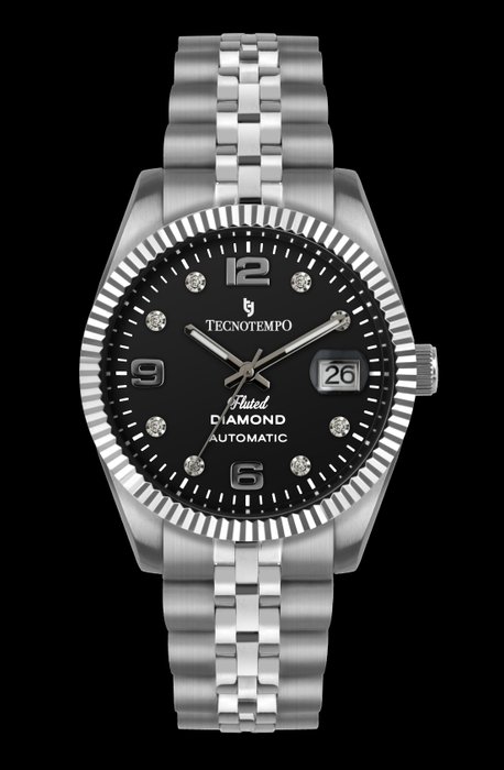 Tecnotempo® - Automatic "Fluted" Diamond - Limited Edition - - TT.100.DFLB (Black) - Unisex - 2011-heden