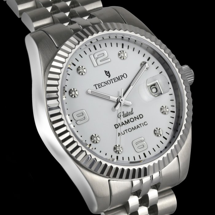 Image 2 of Tecnotempo - Automatic "Fluted" Diamond- Limited Edition - - TT.100.DFLW (White) - Men - 2023