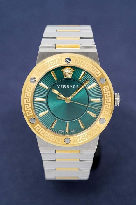 Image 3 of Versace - Greca Logo Two-Tone 38mm Green - VEVH00720 - Unisex - 2011-present