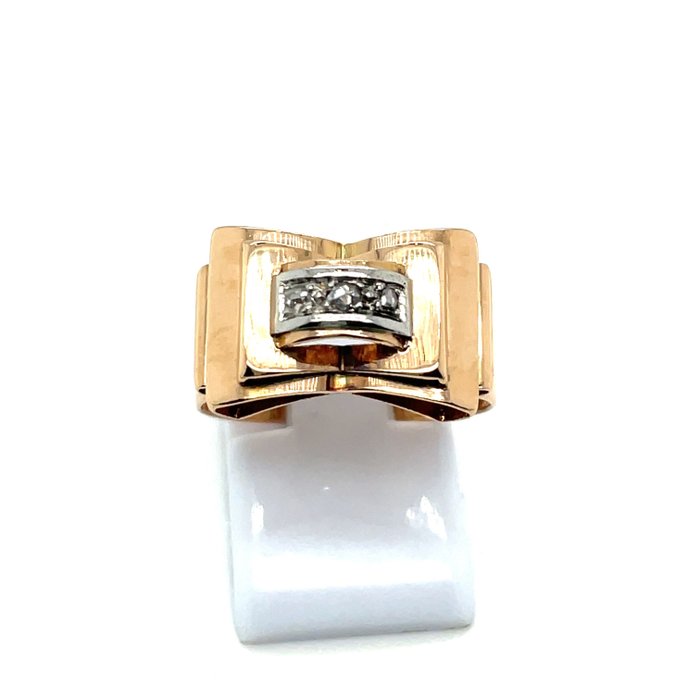 Preview of the first image of 18 kt. Bicolour, Gold, Pink gold, White gold - Ring - 0.09 ct Diamond - Diamonds.