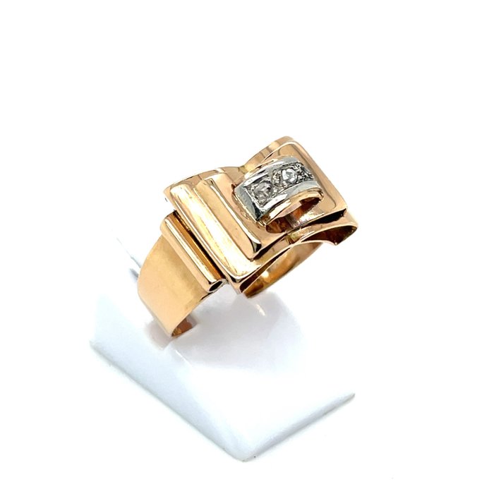 Image 3 of 18 kt. Bicolour, Gold, Pink gold, White gold - Ring - 0.09 ct Diamond - Diamonds
