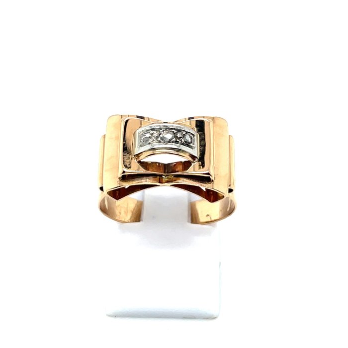 Image 2 of 18 kt. Bicolour, Gold, Pink gold, White gold - Ring - 0.09 ct Diamond - Diamonds