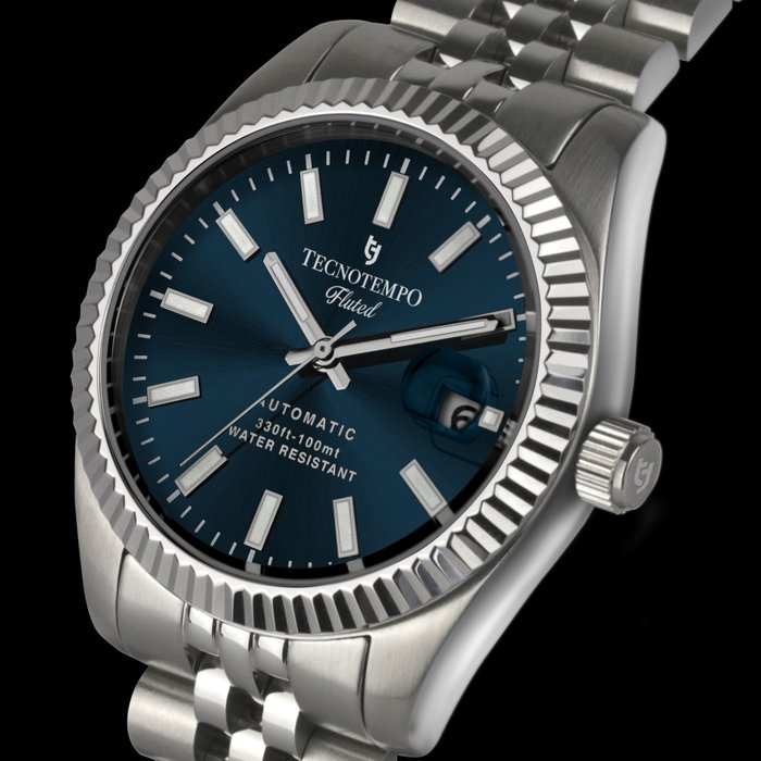 Image 3 of Tecnotempo - "NO RESERVE PRICE"Automatic "Fluted" 100M WR - Limited Edition - - TT.100.FLBL (Blue)
