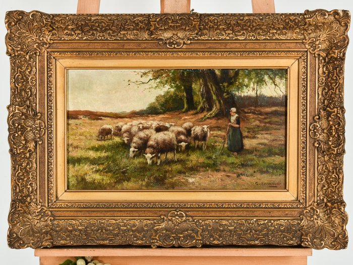 Cornelius Wouter Verschuur (1888-1966) – Boerin met schapen