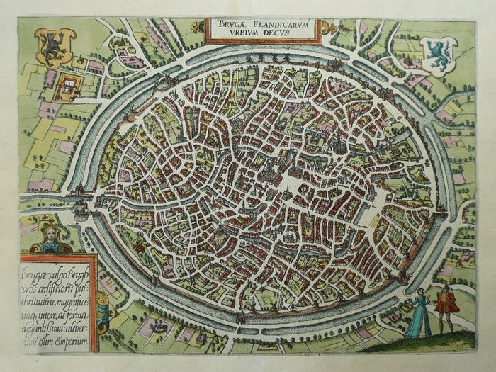 België, Vlaanderen, Brugge; Lodovico Guicciardini – Brugae vulgo Brugh – 1581-1600