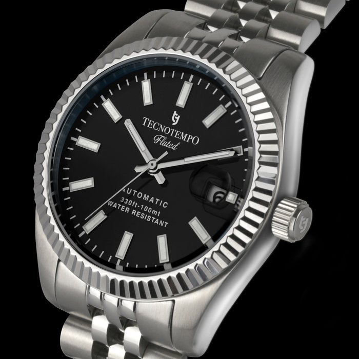 Tecnotempo® - - Automatic "Fluted" 100M WR - Limited Edition - - TT.100.FLB (Black) - Heren - 2011-heden