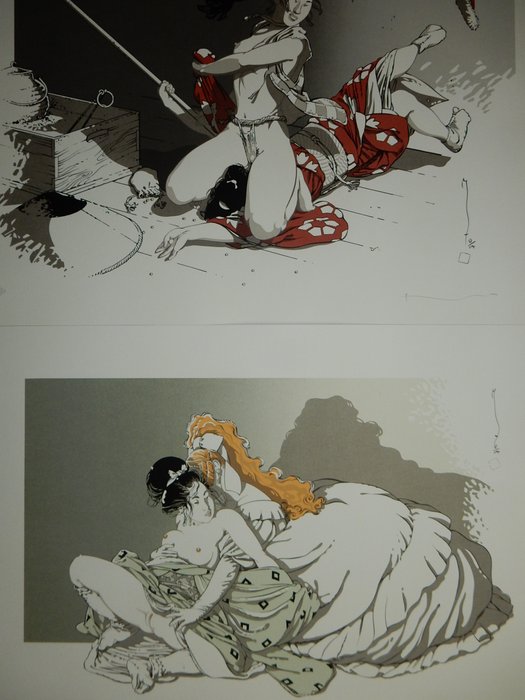 Michetz - 2 zeefdrukken - Zittend gevecht + Geisha - Oplage: 80 + 100 ex. - 50 x 70 cm - Loose page - First edition - (2004)