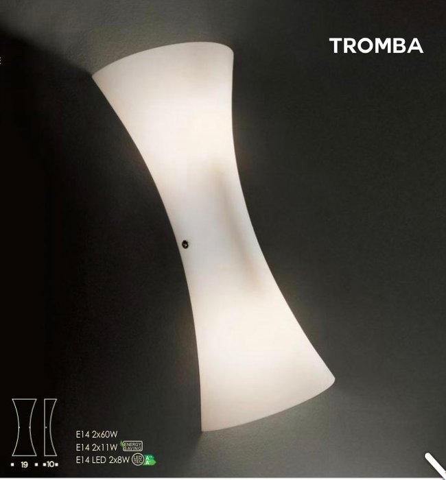 Flaver - Seinävalaisin - TROMBA Ambra Parete - puhallettua lasia