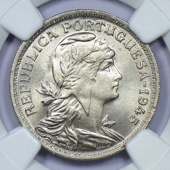 Portugali. Republic. 50 centavos 1945 - NGC - MS 67 - Top Grade