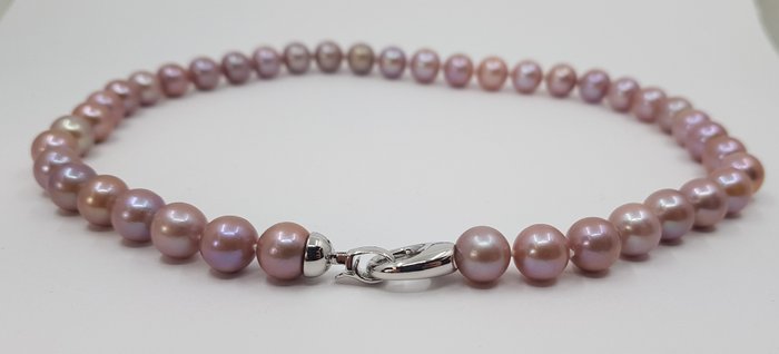 Image 3 of No reserve price - 10x11.5mm Pink Edison - 925 Freshwater pearls, Silver - Necklace