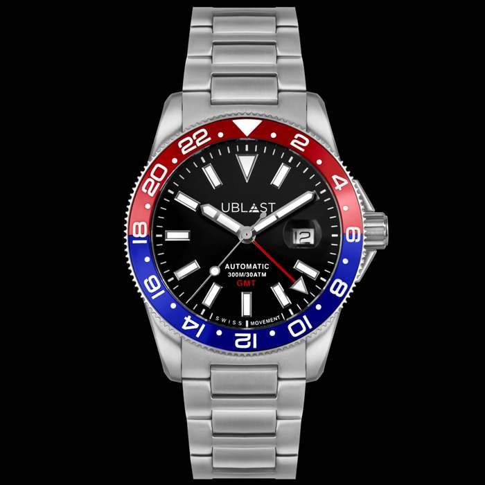 Preview of the first image of Ublast - Royal GMT Professional 30 ATM - UBRG44BBR - Automatic Swiss MOVT - Men - New.