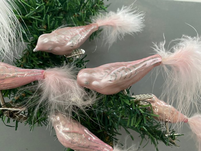 Weihnachtsdekoration Krebs, Lauscha: vogeltjes op klem (8) - Glas