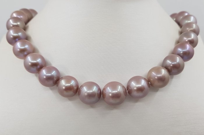 Image 2 of No reserve price - 12x14.5mm Edison Pearls - 14 kt. White gold - Necklace