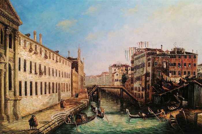 Preview of the first image of Scuola Italiana, XX - (Da Canaletto) - Il Rio dei Mercanti, Venezia (NO RISERVE).