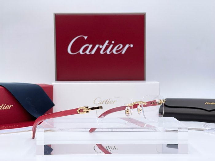 Cartier - C Decor Wood Red Tulip Gold Planted 18k - Óculos