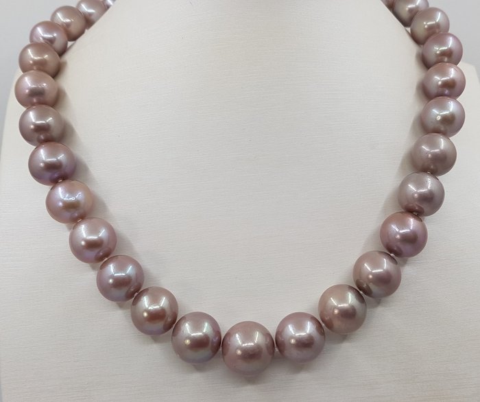 Image 3 of No reserve price - 12x14.5mm Edison Pearls - 14 kt. White gold - Necklace