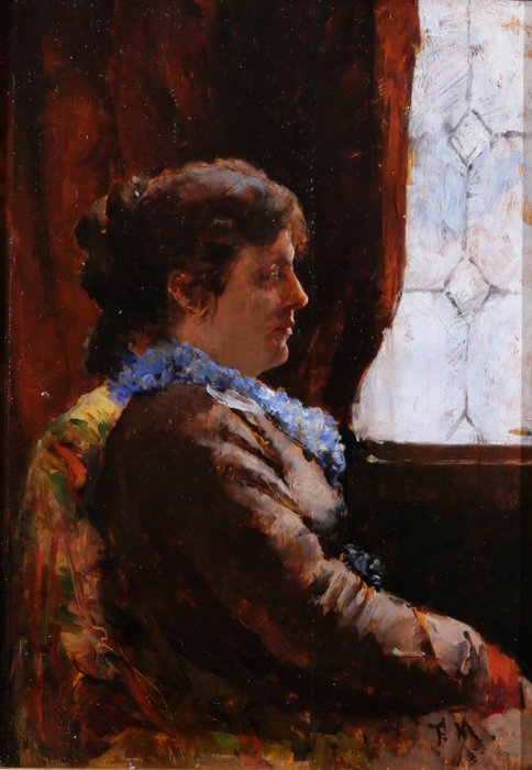 Preview of the first image of Francisco Miralles y Galup (1848-1901) - Portrait of a woman.