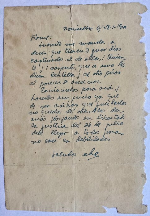 Che Guevara - Che Guevara Battlefield Letter, Extraordinary Content - 1958