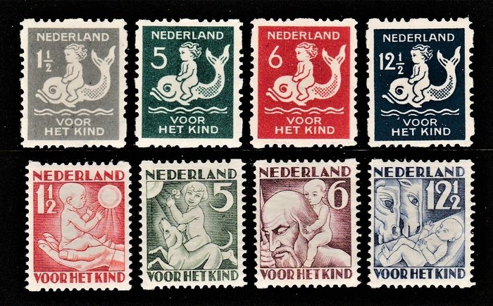 Preview of the first image of Netherlands 1929/1930 - Children's aid stamps syncopation - NVPH R82/R85 + R86/R89.